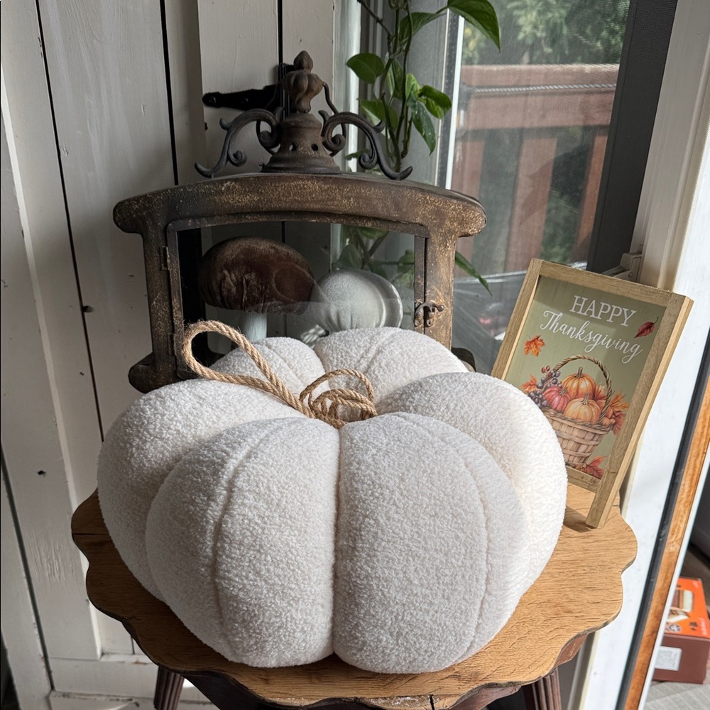 Cozy pumpkin pillow cream Pumpkin Decor NWOT Halloween fall